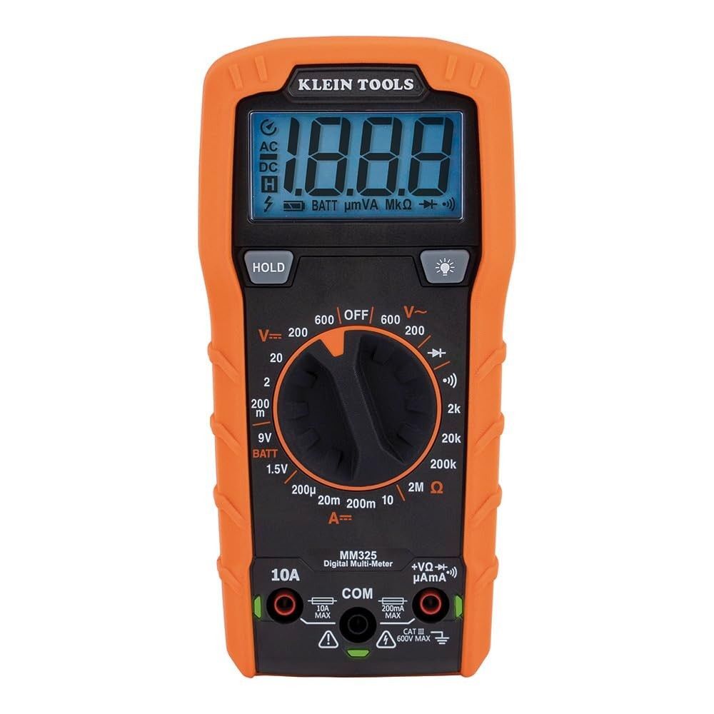 Klein Tools MM325 Digital Multimeter, 600V AC/DC Manual-Range